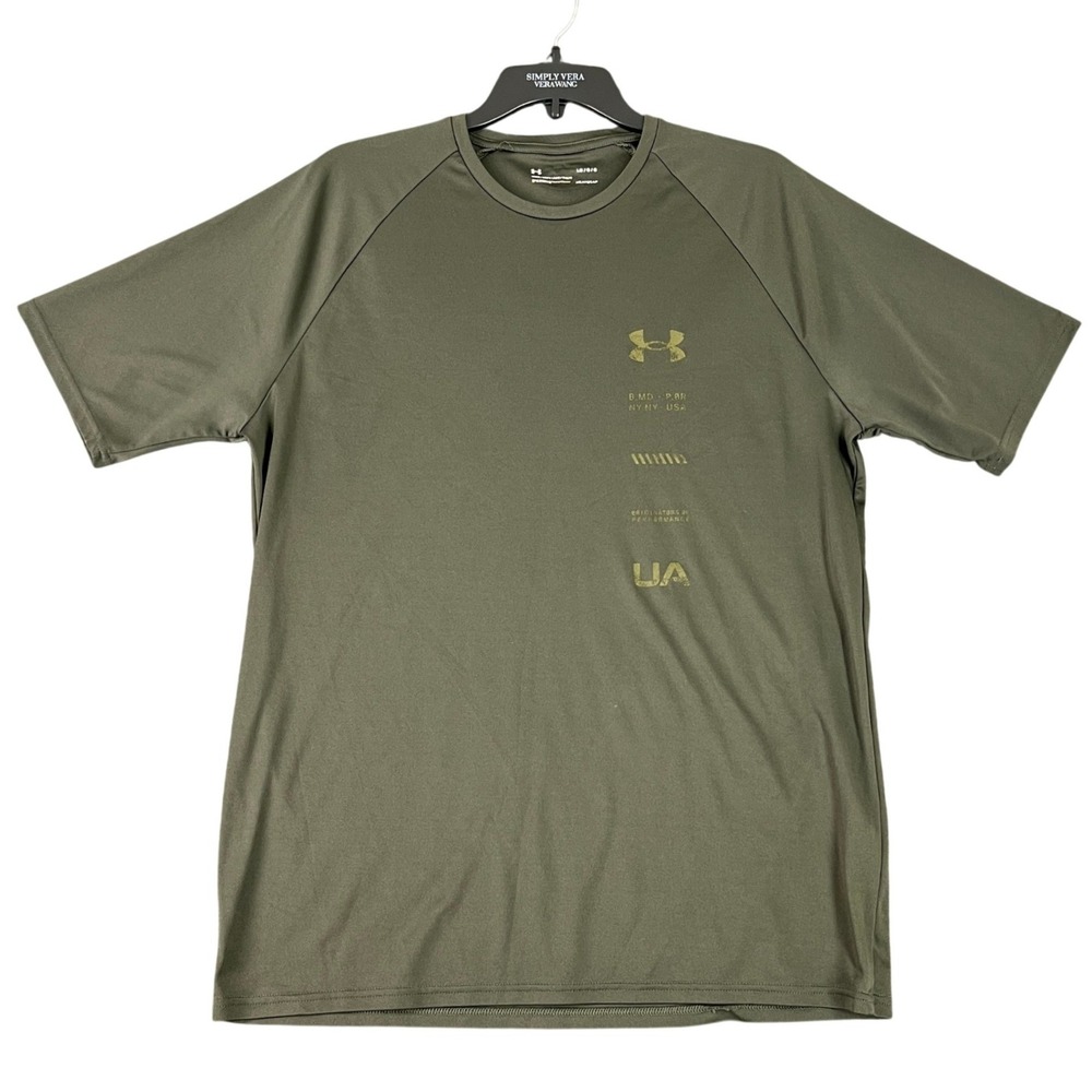 Under Armour HeatGear Tech Graphic T-Shirt Olive Green Large Mens